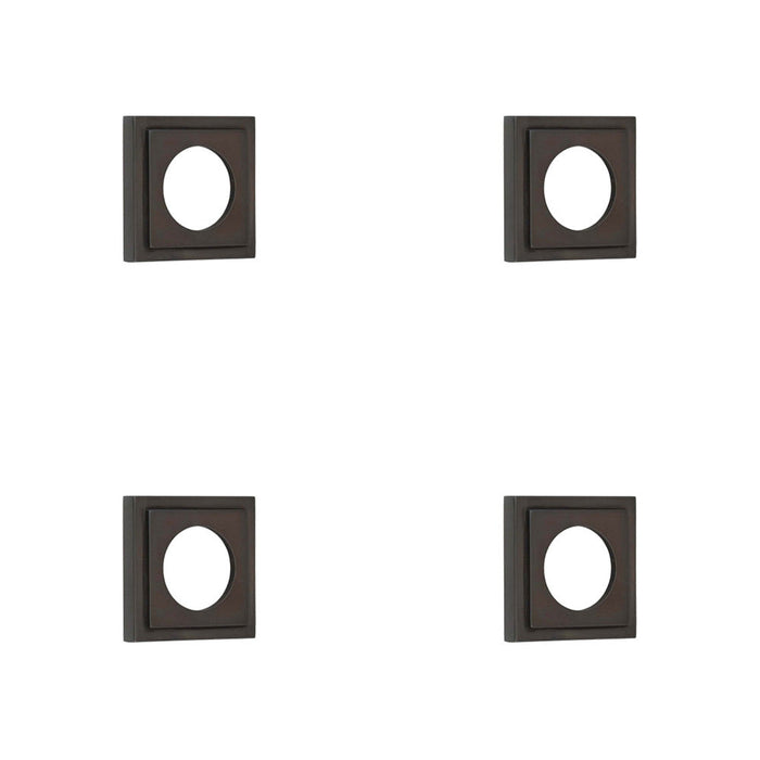 PACK Stylish Square Stepped Outer Rose Dark Bronze Finish Door Handle