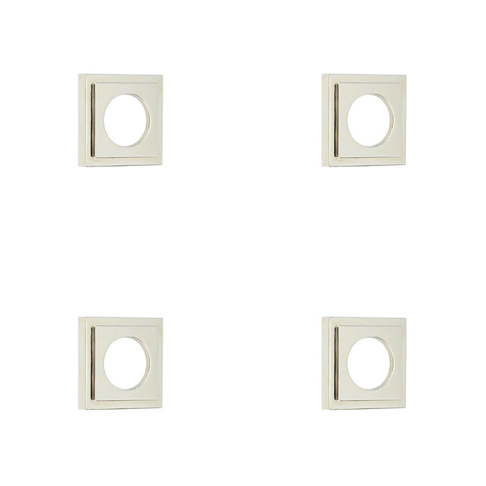 PACK Stylish Square Stepped Outer Rose Polished Nickel Finish Door Handle