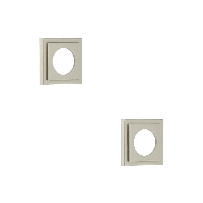 PACK Elegant Square Stepped Outer Rose Satin Nickel Finish Door Handle (1)