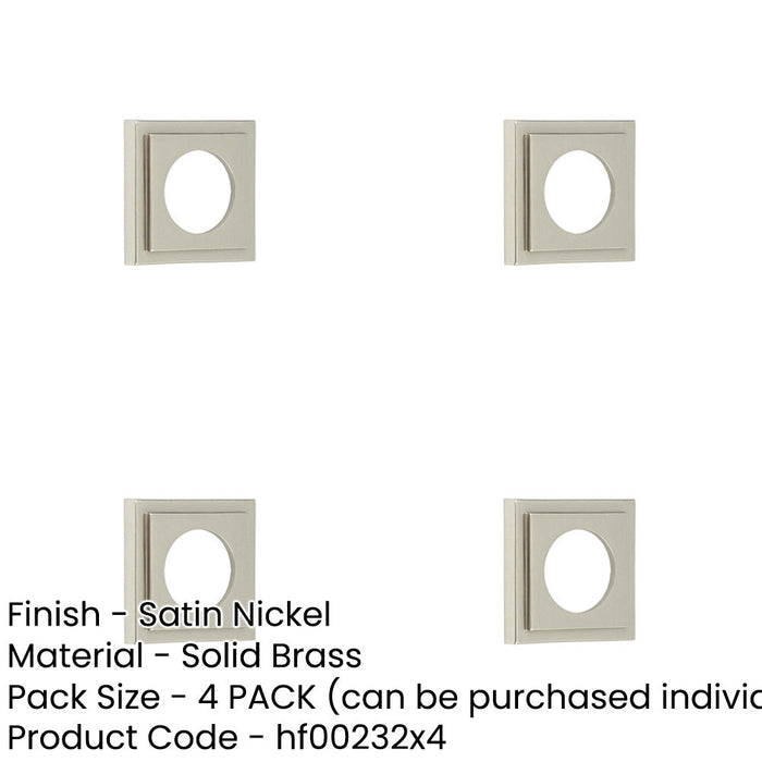 PACK Elegant Square Stepped Outer Rose Satin Nickel Finish Door Handle-1