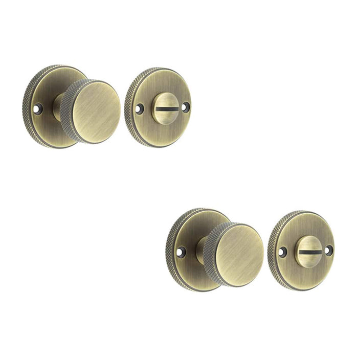 PACK Elegant Knurled Turn Release Antique Brass Finish Door Handle (1)