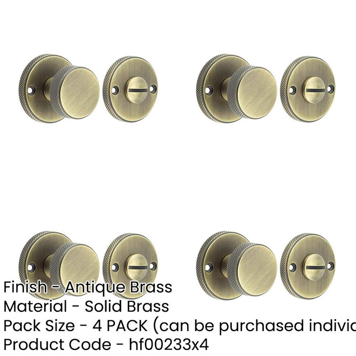 PACK Elegant Knurled Turn Release Antique Brass Finish Door Handle-1