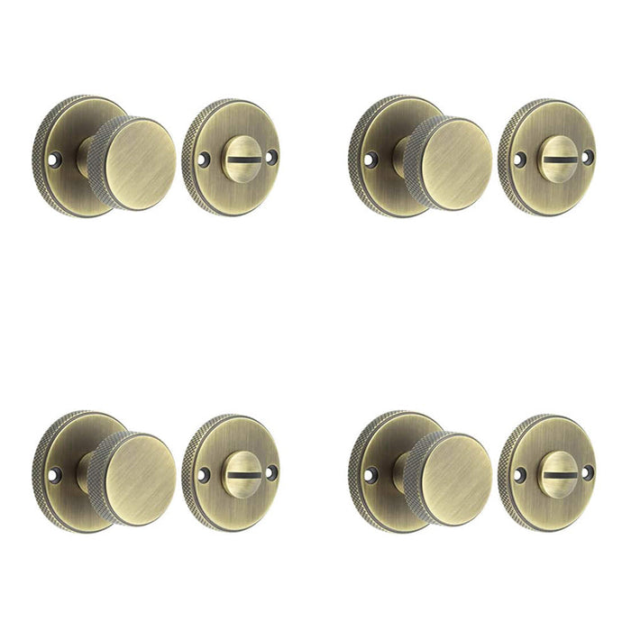 PACK Elegant Knurled Turn Release Antique Brass Finish Door Handle