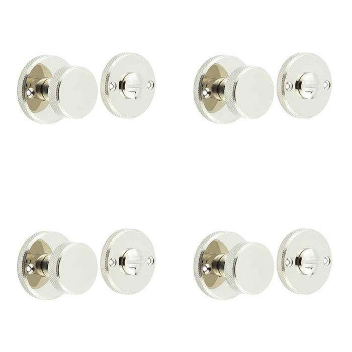 PACK Elegant Knurled Turn Release Polished Nickel Luxury Interiors Door Handle