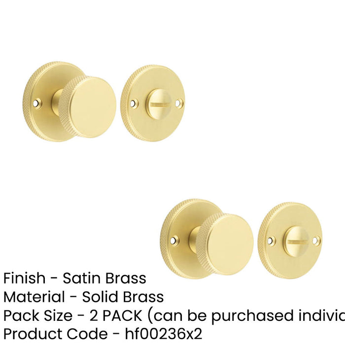 PACK Knurled Turn Release Satin Brass Luxurious Spaces Door Handle (1)-1