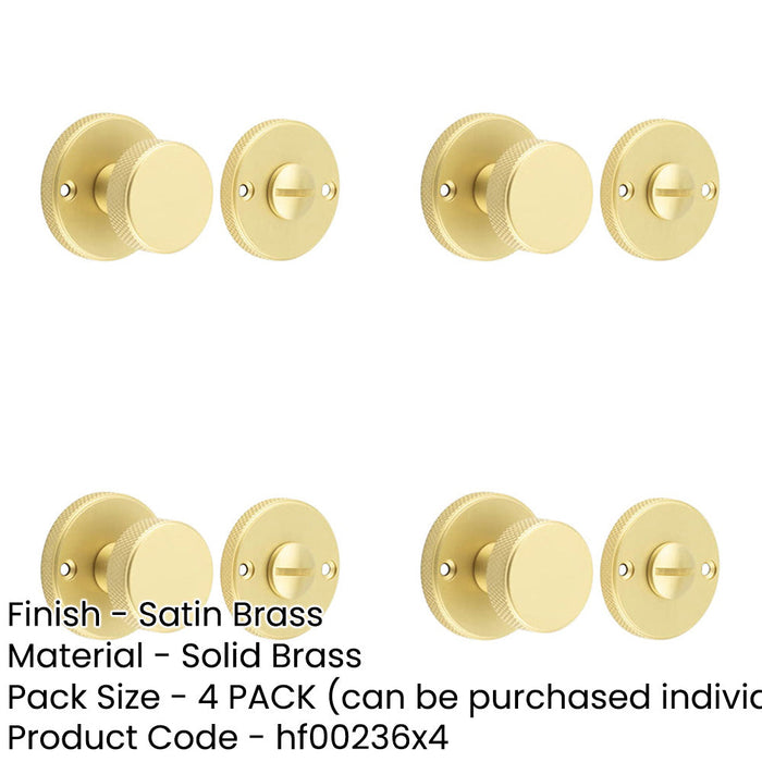 PACK Knurled Turn Release Satin Brass Luxurious Spaces Door Handle-1
