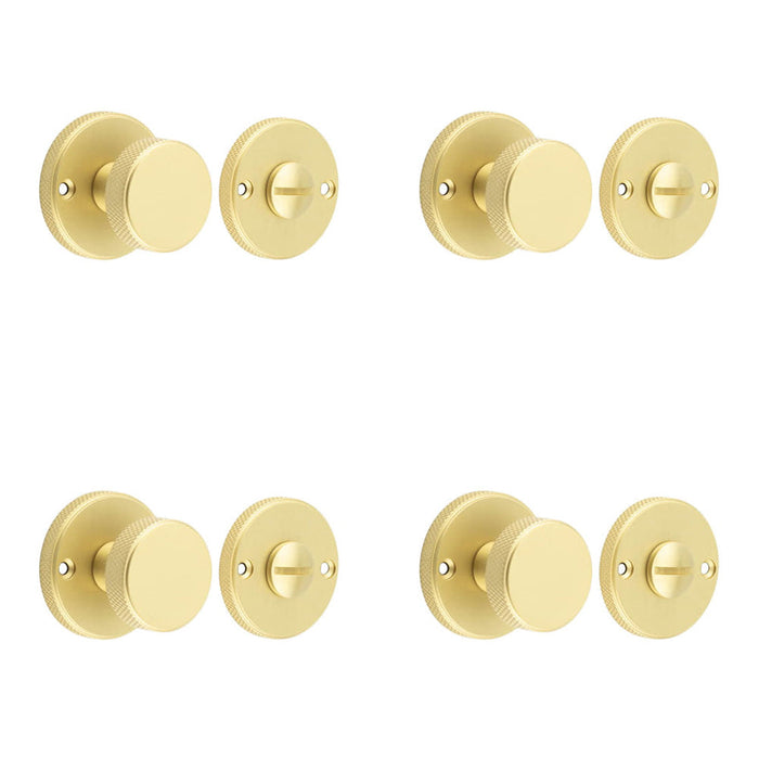 PACK Knurled Turn Release Satin Brass Luxurious Spaces Door Handle