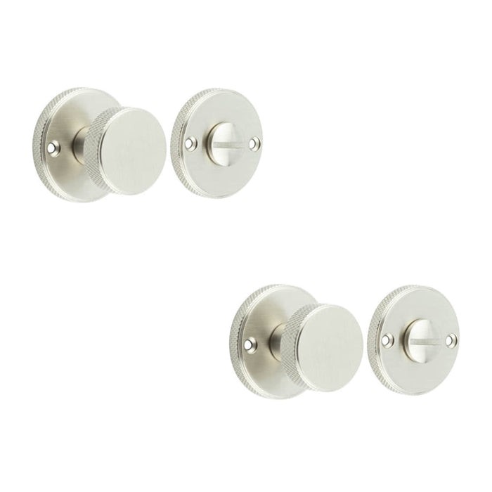 PACK Elegant Satin Nickel Knurled Turn Release Luxury Doors Door Handle (1)