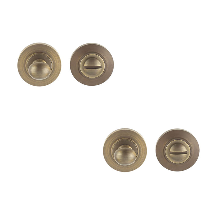 PACK Antique Brass Inner Turn Release Lock with Rose Options Door Handle (1)