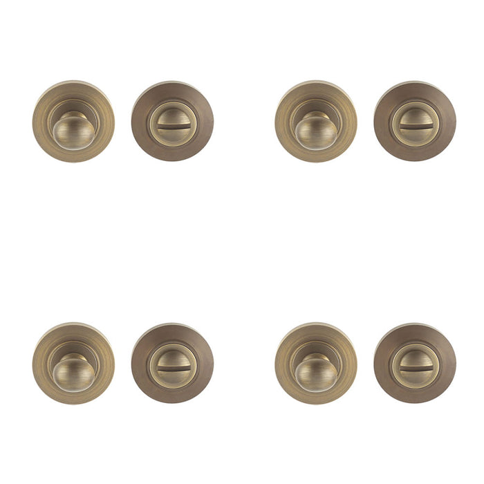 PACK Antique Brass Inner Turn Release Lock with Rose Options Door Handle