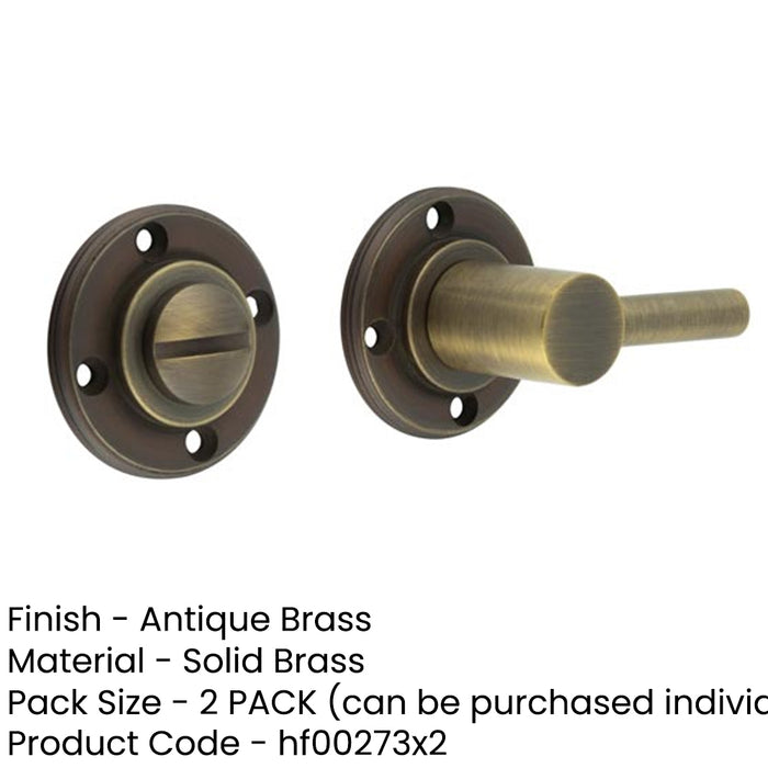 2 PACK Antique Brass Easy Turn & Release Lock for Luxurious Homes - Door Handle