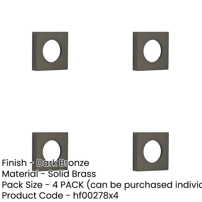 PACK Elegant Square Plain Outer Rose Dark Bronze Finish Door Handle-1