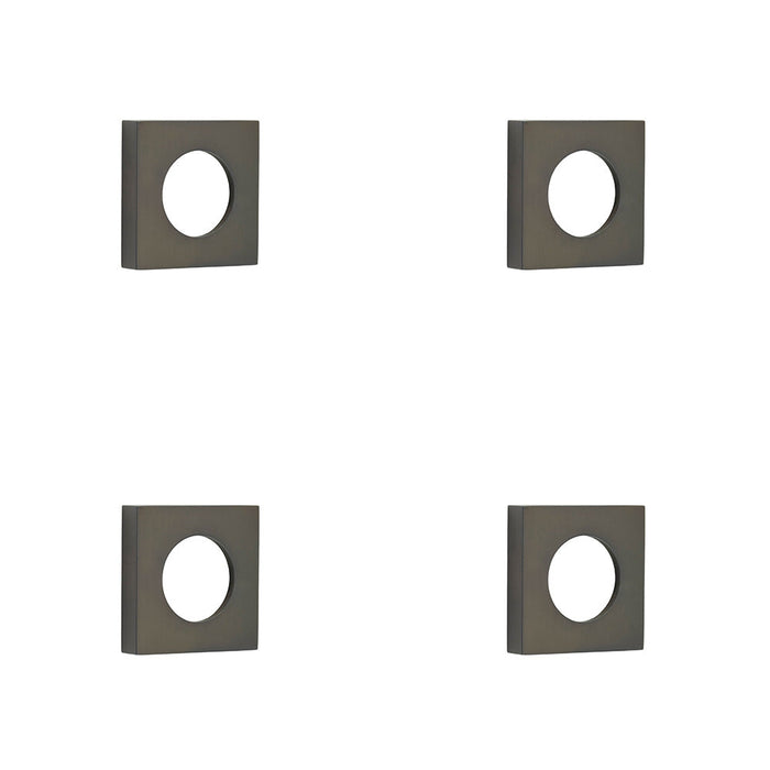 PACK Elegant Square Plain Outer Rose Dark Bronze Finish Door Handle