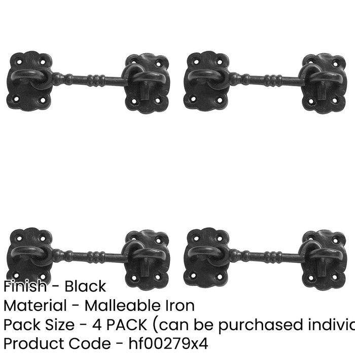PACK Rustic Antique Cabin Hook 102mm Black Finish Vintage Charm Hook Lock-1