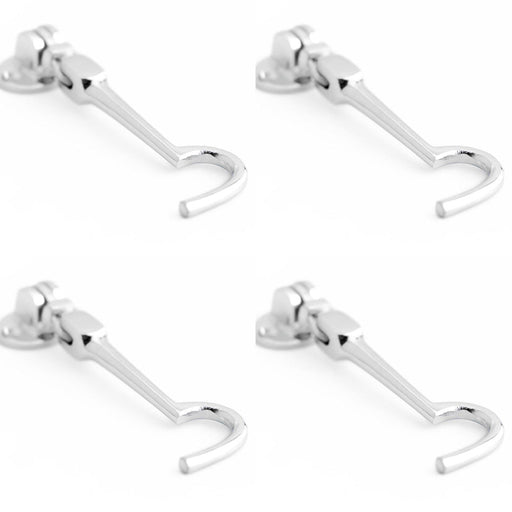 PACK Polished Chrome Brass Cabin Hook 102mm Durable Door Security Hook Lock