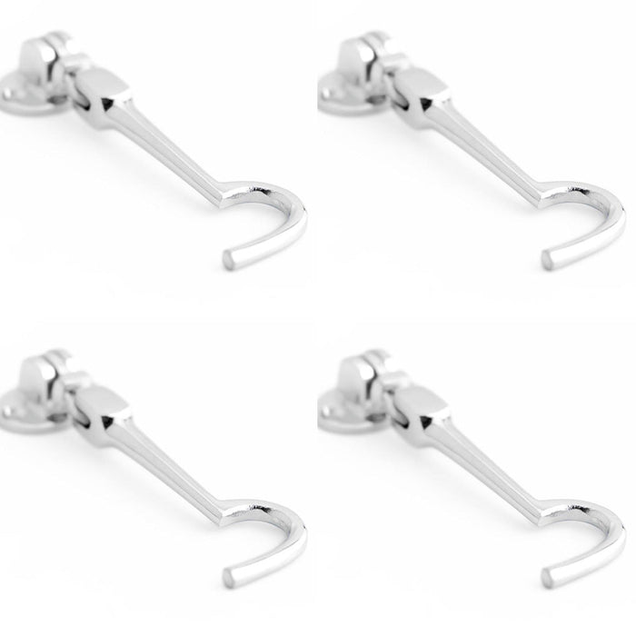 PACK Polished Chrome Brass Cabin Hook 102mm Durable Door Security Hook Lock