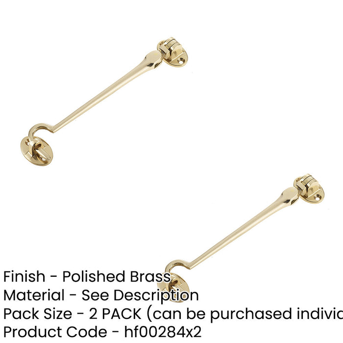 PACK Polished Brass Cabin Hook 150mm Home Office Hook Lock (1)-1