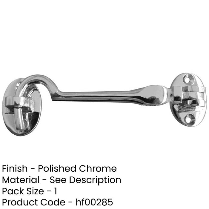 Polished Chrome Brass Cabin Hook 150mm Door Security Solution Hook Lock-1