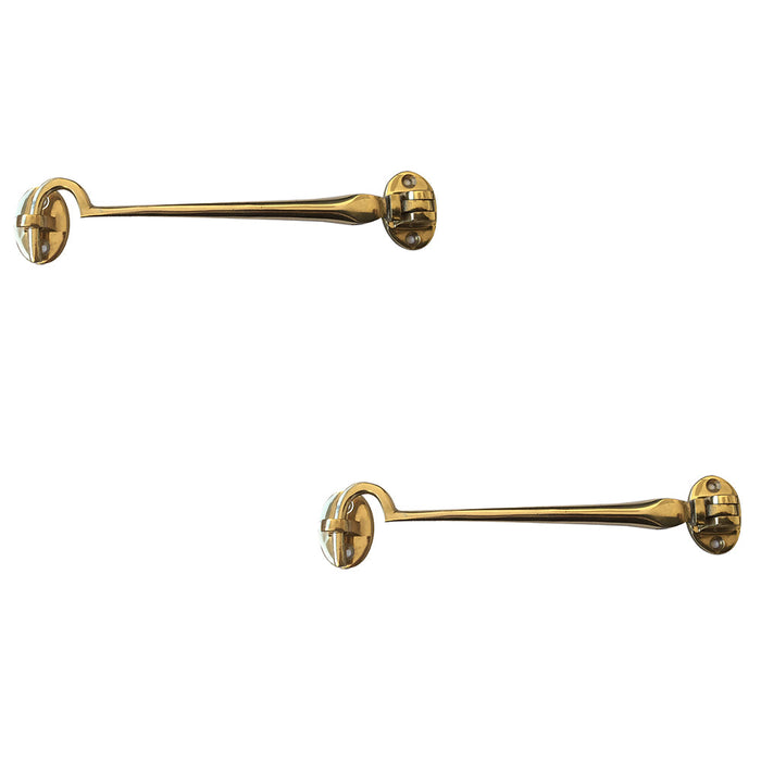 PACK Premium Polished Brass Cabin Hook 205mm Doors Cabinets Hook Lock (1)