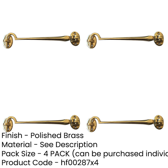 PACK Premium Polished Brass Cabin Hook 205mm Doors Cabinets Hook Lock-1