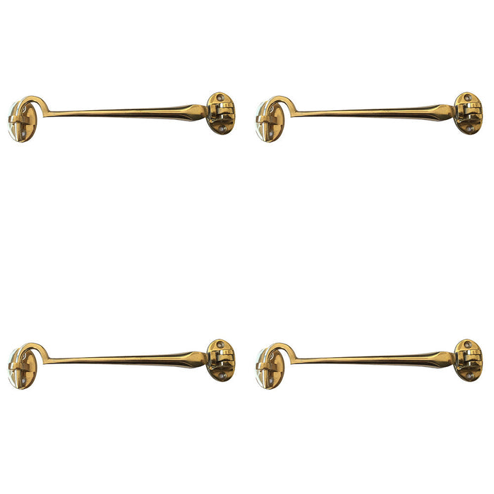 PACK Premium Polished Brass Cabin Hook 205mm Doors Cabinets Hook Lock