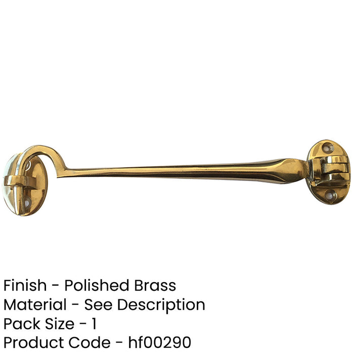 Polished Brass Cabin Hook 250mm Classic Door Hardware Hook Lock-1