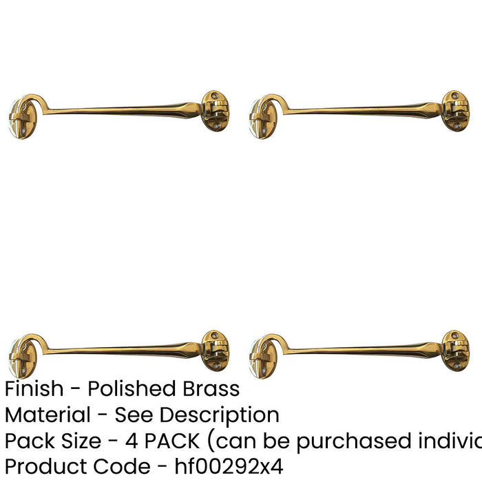 PACK Elegant 300mm Polished Brass Cabin Hook Doors Windows Hook Lock-1