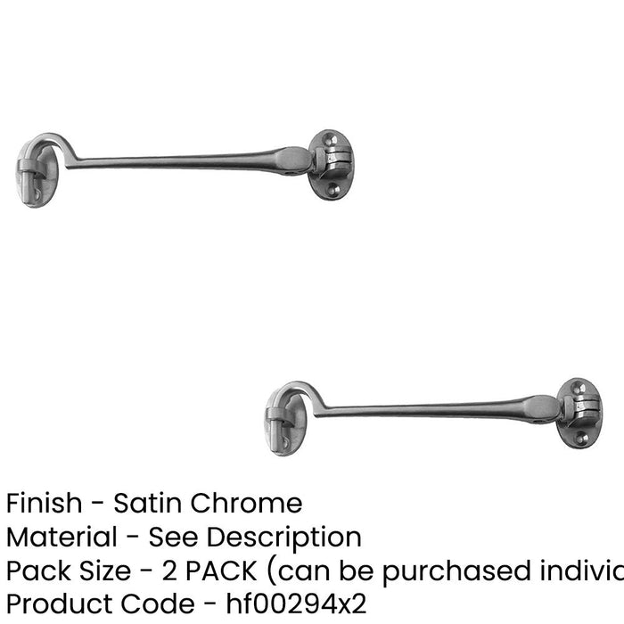 PACK Durable Brass Cabin Hook 300mm Satin Chrome Finish Hook Lock (1)-1