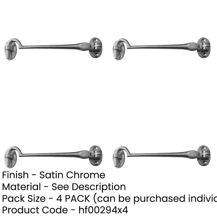 PACK Durable Brass Cabin Hook 300mm Satin Chrome Finish Hook Lock-1