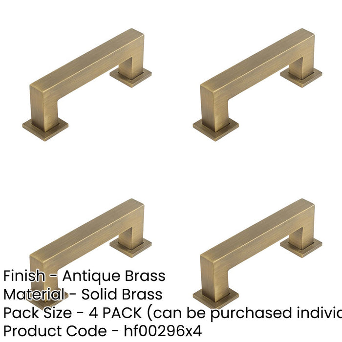 PACK Sleek 96mm Antique Brass Cabinet Handle Modern Homes Kitchen Drawer Pull Handle-1