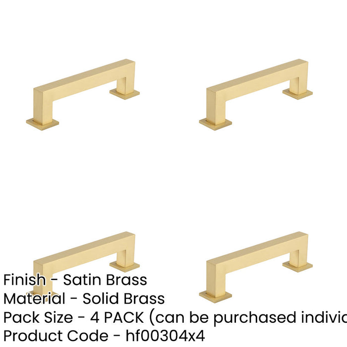PACK 128mm Satin Brass Cabinet Handle Modern Interiors Kitchen Drawer Pull Handle-1