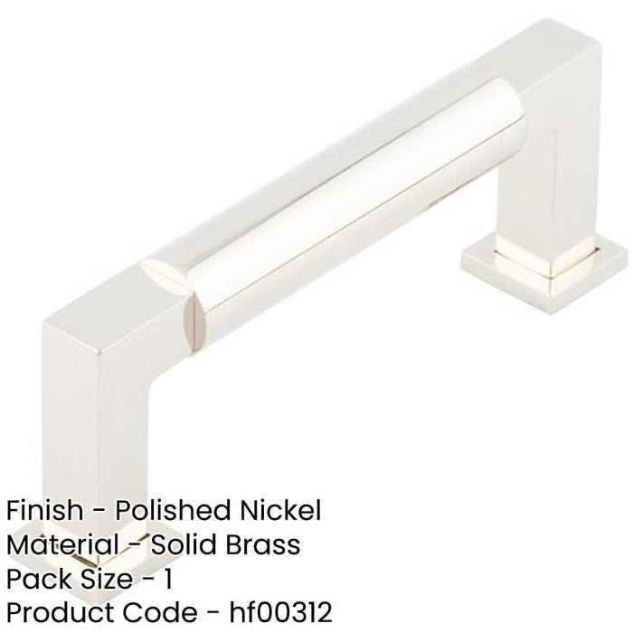 Premium Round Cabinet Handle 96mm Polished Nickel Finish Kitchen Drawer Pull Handle-1