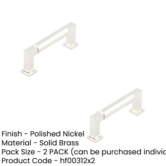 PACK Premium Round Cabinet Handle 96mm Polished Nickel Finish Kitchen Drawer Pull Handle (1)-1