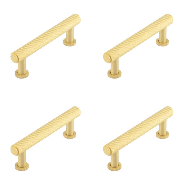 PACK Elegant 96mm Satin Brass Knurled Cabinet Handle Modern Home Design Kitchen Drawer Pull Handle