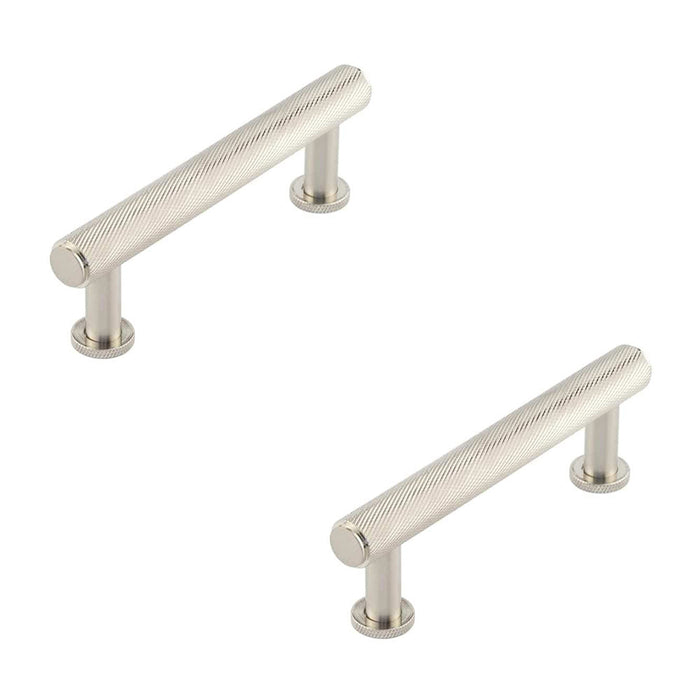 PACK Elegant Knurled Cabinet Handle Satin Nickel 96mm Premium Design Kitchen Drawer Pull Handle (1)