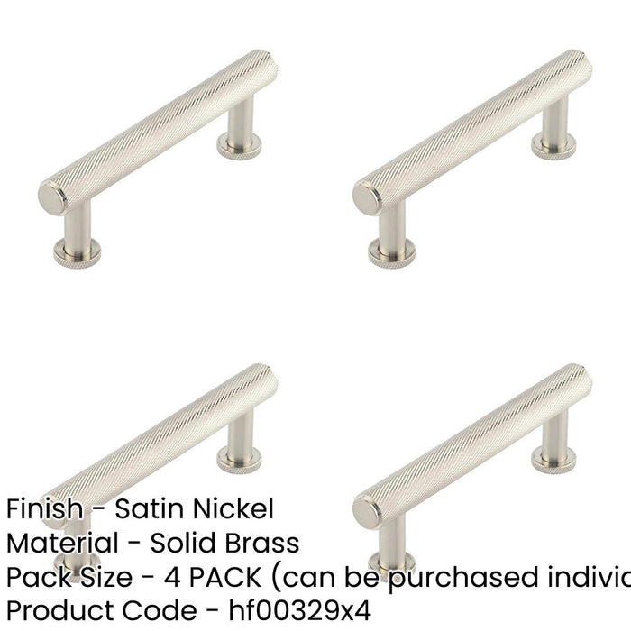 PACK Elegant Knurled Cabinet Handle Satin Nickel 96mm Premium Design Kitchen Drawer Pull Handle-1