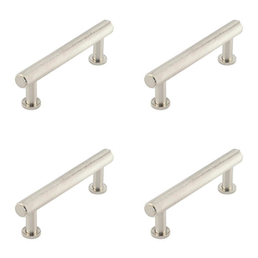 PACK Elegant Knurled Cabinet Handle Satin Nickel 96mm Premium Design Kitchen Drawer Pull Handle