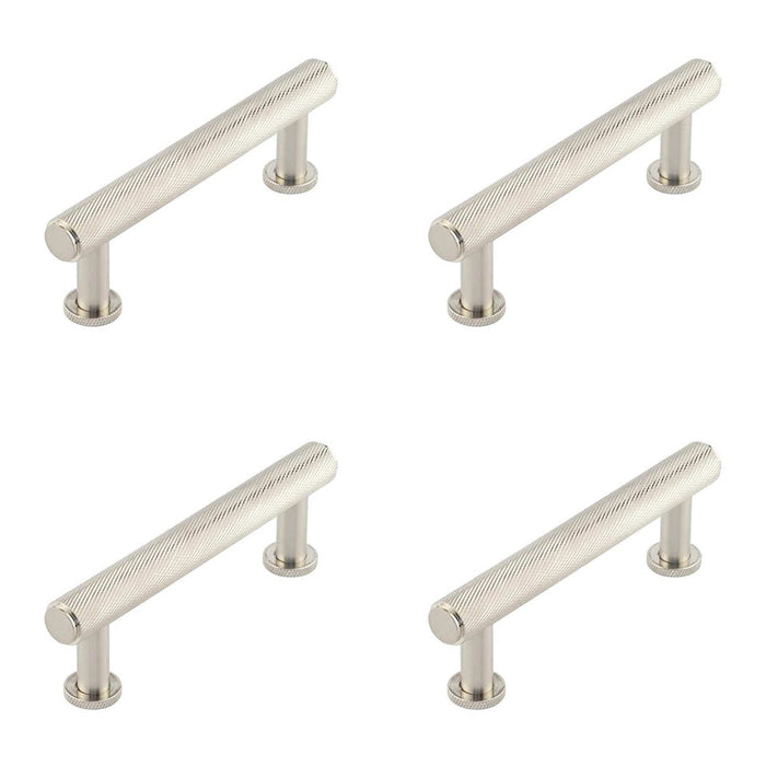 PACK Elegant Knurled Cabinet Handle Satin Nickel 96mm Premium Design Kitchen Drawer Pull Handle