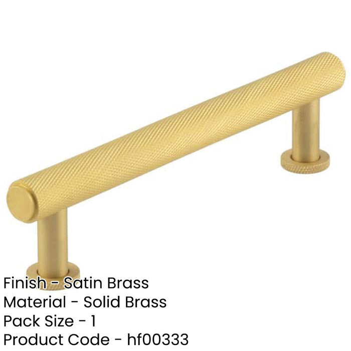 Elegant 128mm Satin Brass Knurled Cabinet Handle Stylish Interiors Kitchen Drawer Pull Handle-1
