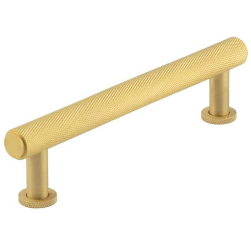 Elegant 128mm Satin Brass Knurled Cabinet Handle Stylish Interiors Kitchen Drawer Pull Handle