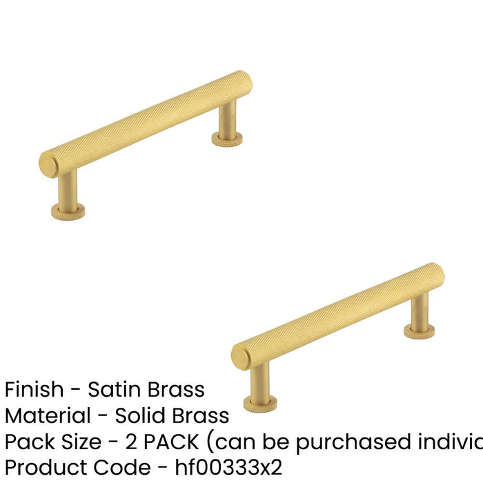 PACK Elegant 128mm Satin Brass Knurled Cabinet Handle Stylish Interiors Kitchen Drawer Pull Handle (1)-1