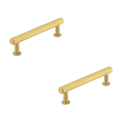 PACK Elegant 128mm Satin Brass Knurled Cabinet Handle Stylish Interiors Kitchen Drawer Pull Handle (1)