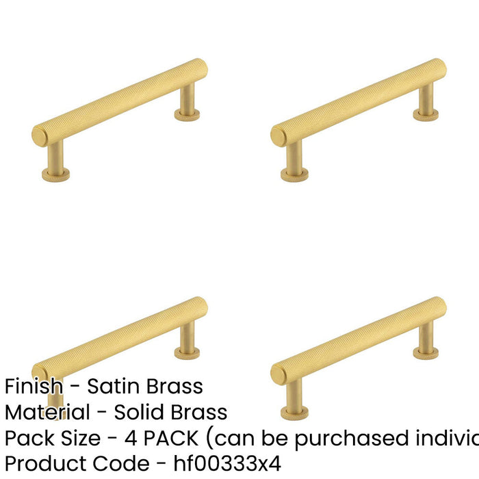 PACK Elegant 128mm Satin Brass Knurled Cabinet Handle Stylish Interiors Kitchen Drawer Pull Handle-1