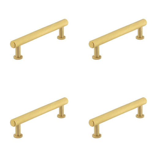 PACK Elegant 128mm Satin Brass Knurled Cabinet Handle Stylish Interiors Kitchen Drawer Pull Handle