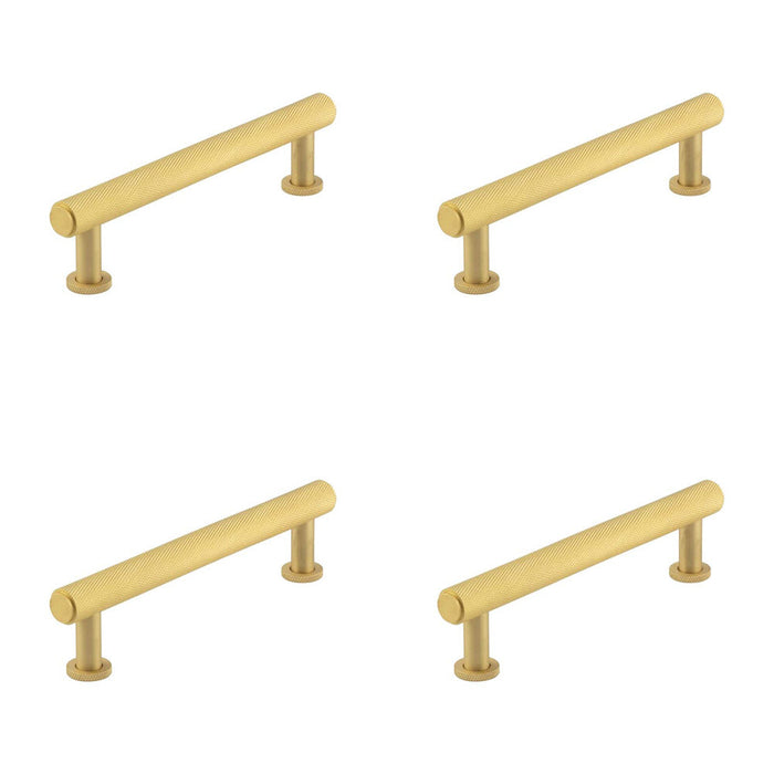 PACK Elegant 128mm Satin Brass Knurled Cabinet Handle Stylish Interiors Kitchen Drawer Pull Handle