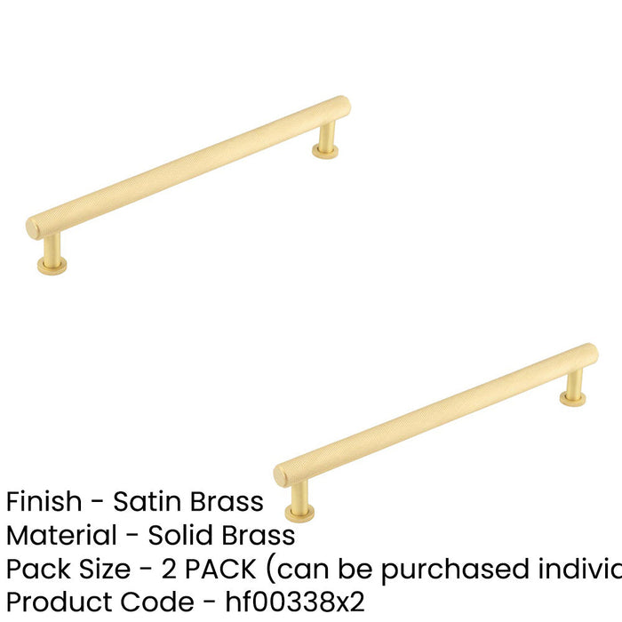 PACK Stylish Knurled Cabinet Handle Satin Brass 224mm Length Kitchen Drawer Pull Handle (1)-1