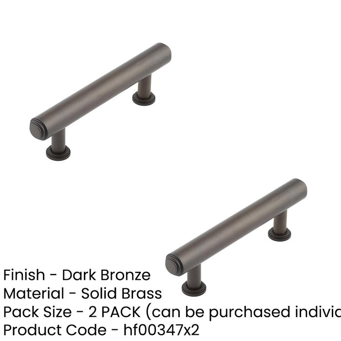 PACK Elegant Stepped Cabinet Handle Dark Bronze 96mm Solid Brass Design Kitchen Drawer Pull Handle (1)-1