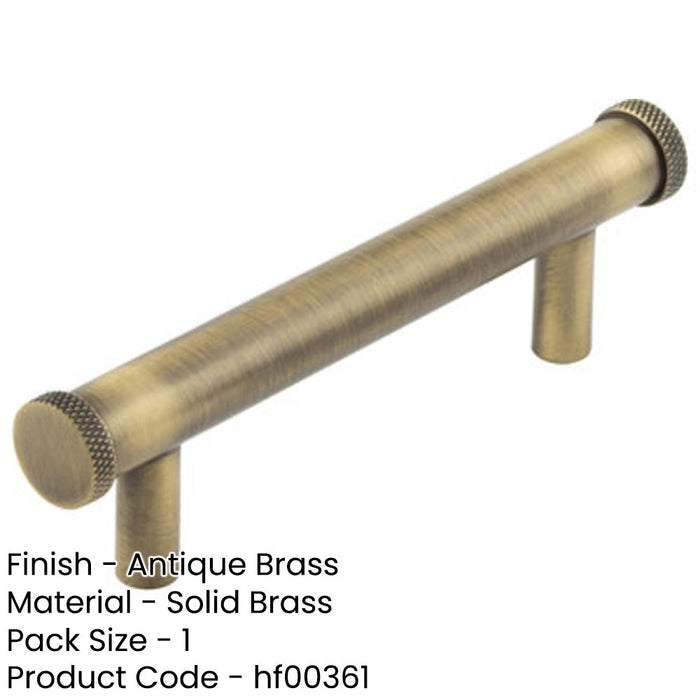 Stylish 96mm Antique Brass Cabinet Handle with Knurled Design Kitchen Drawer Pull Handle-1