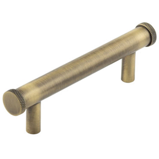 Stylish 96mm Antique Brass Cabinet Handle with Knurled Design Kitchen Drawer Pull Handle