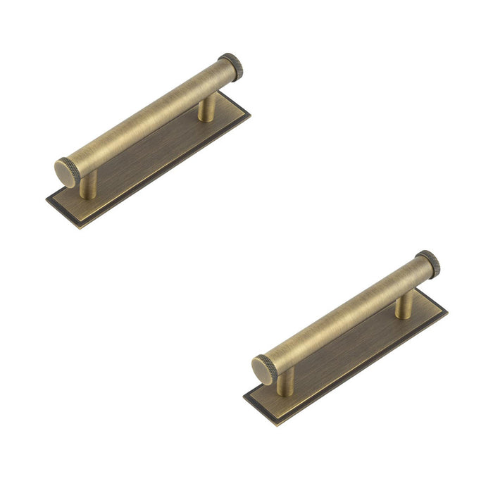 PACK Stylish 96mm Antique Brass Cabinet Handle with Stepped Backplate Kitchen Drawer Pull Handle (3)